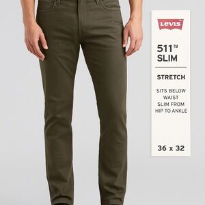 Levi’s 511 Slim Stretch Jeans 36x32 – Dark Olive – NWT